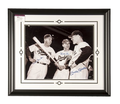Mickey Mantle, Duke Snider, and Pee Wee Reese Signed and Framed 16x20 Photograph